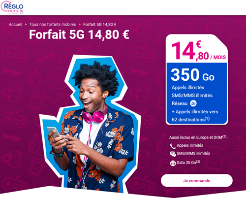 🔖 Réglo Mobile, illimité/350Go en 5G à 15€/mois (sans limite)