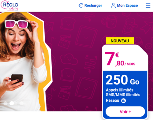 🔖 Réglo Mobile, illimité/250Go en 5G à 8€/mois (sans limite)