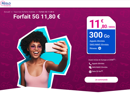 Reglo forfait 5G 300Go 12€