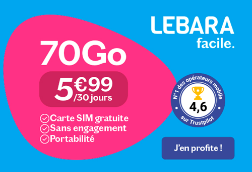 🔥 Lebara Mobile, forfait illimité/70Go à 6€/mois