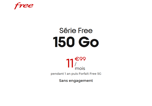 🔖 Free mobile, illimité/150Go à 12€/mois (1 an)
