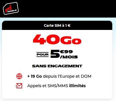🔥 NRJ Mobile, illimité/40Go à 6€/mois (sans limite)