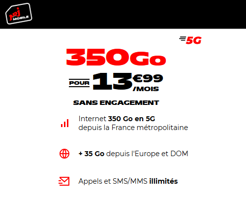 NRJ Mobile forfait 350Go 14€