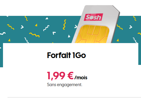 🔖 Sosh, illimité/1Go à 2€/mois (sans limite)