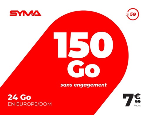 🔥 Syma Mobile, illimité/150Go en 5G à 8€/mois (sans limite)