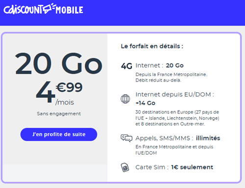 CDiscount forfait 20Go 5€