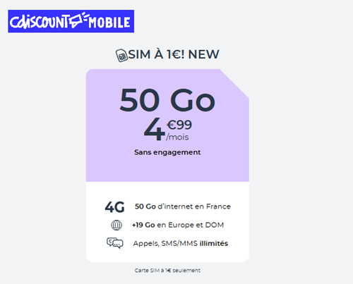 Cdiscount mobile 50Go 5€ par mois