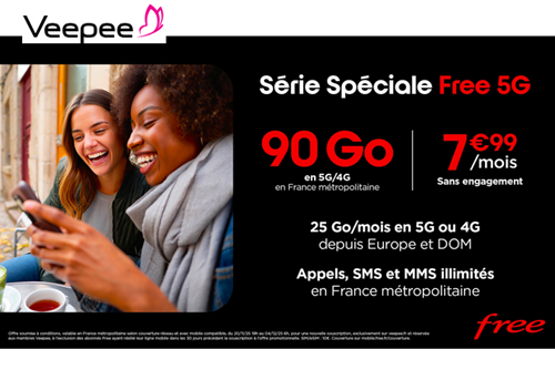 Free x VeePee forfait 90Go 5G
