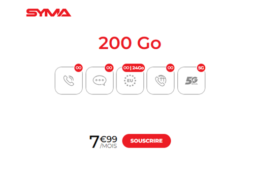 Syma forfait 5G 200Go