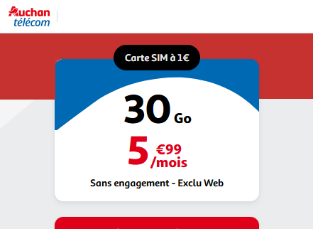 Auchan Telecom forfait 30Go