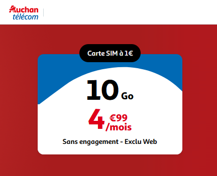 Auchan forfait 10Go 5€