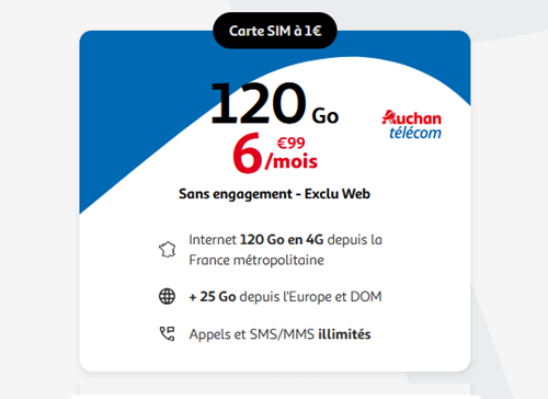Auchan forfait 120Go 7€