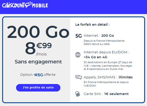 CDiscount forfait 5G 200Go