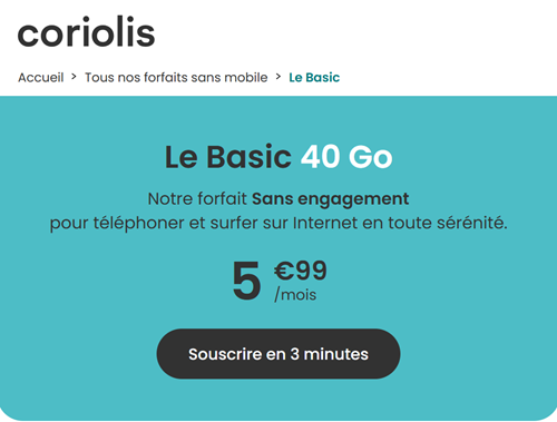 Coriolis Basic 40Go 6€