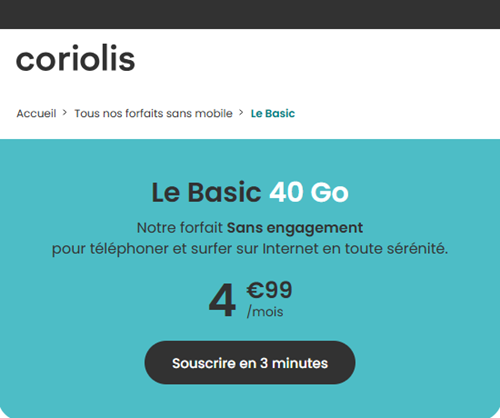 Coriolis Le Basic 40Go 5€