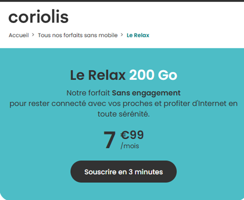 Coriolis forfait 5G 200Go