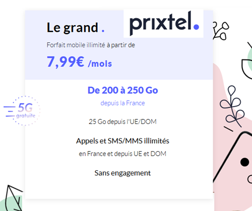 Prixtel forfait 5G 200Go