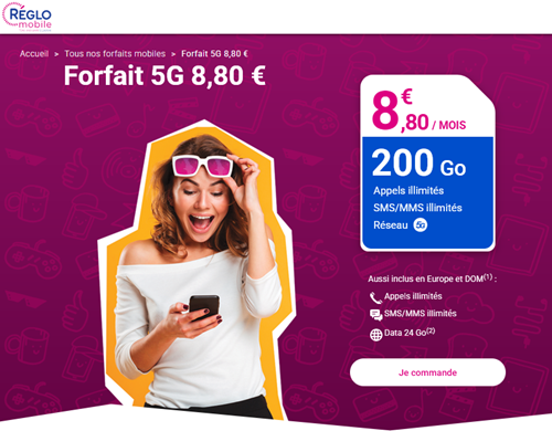 Réglo forfait 5G 200Go 9€