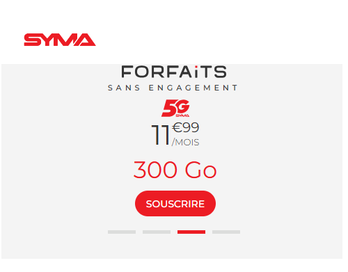 Syma forfait 5G 300Go 12€