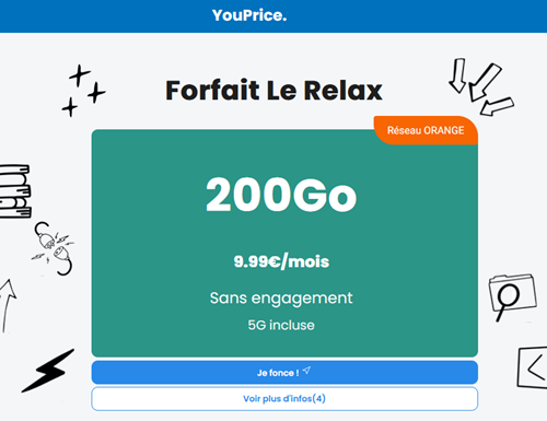 Youprice 5G Orange 200Go 10€