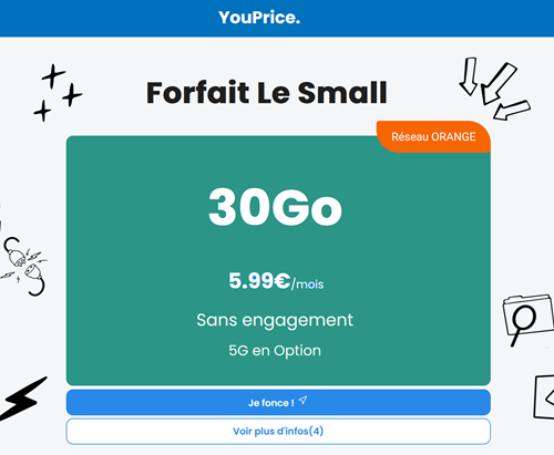 Youprice Orange forfait 30Go 6€