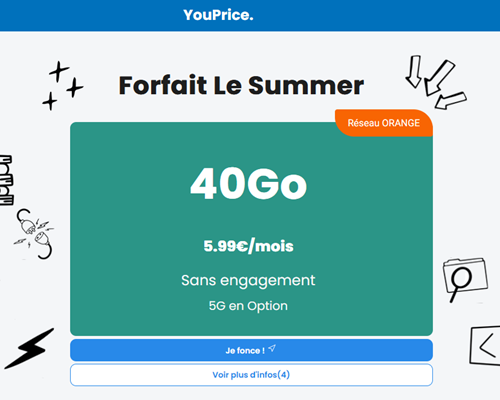Youprice forfait 40Go Orange 6€