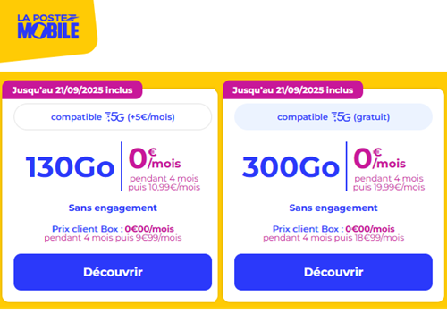 4 mois gratuits La Poste Mobile