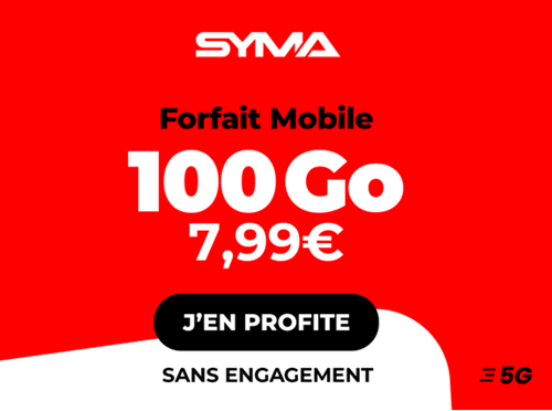 Syma forfait 5G 100Go 8€