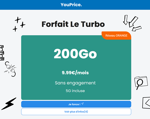 Youprice Turbo 5G 200Go