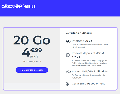 CDiscount forfait mobile 20Go