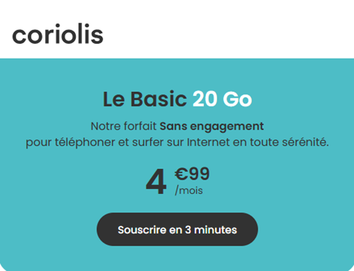 Coriolis forfait Basic 20Go 5€