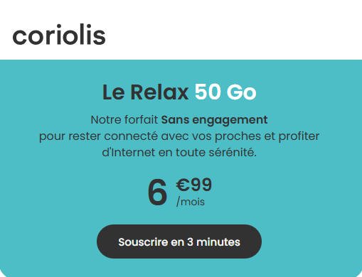 Coriolis forfait Relax 50Go 7€