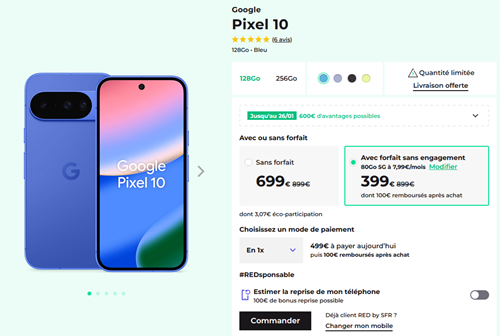 Pixel 10 chez Red