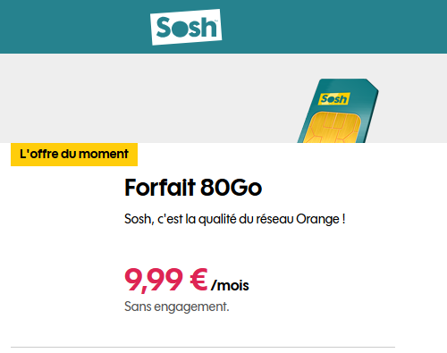 Sosh forfait 4G 80Go