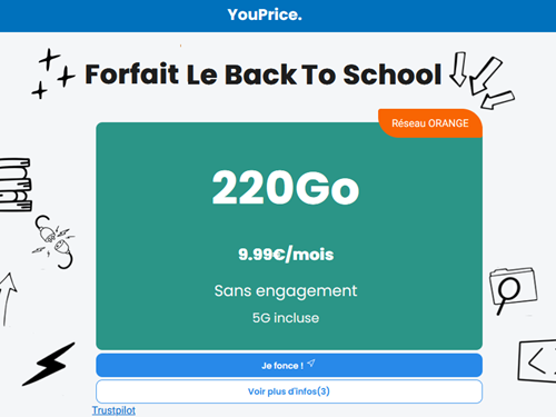Youprice forfait 5G 220Go Orange