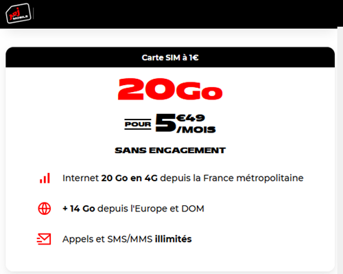 NRJ Mobile forfait 20Go 5-50€