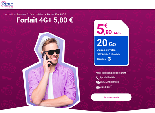 Reglo Mobile forfait 20Go 6€