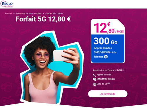 Réglo Mobile forfait 5G 300Go 13€