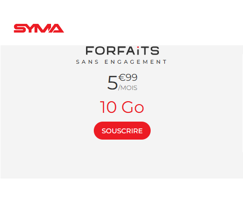Syma forfait mobile 10Go