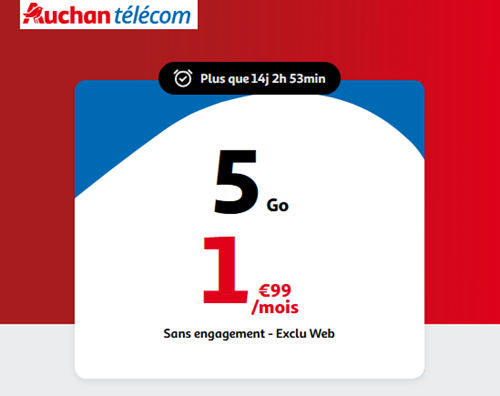 Auchan Telecom forfait 5Go 2€