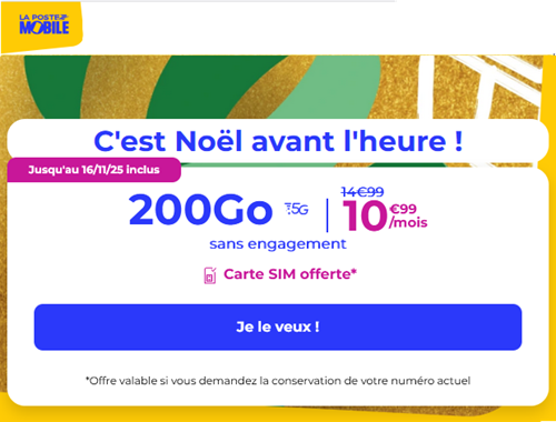 La Poste Mobile forfait 200Go 11€