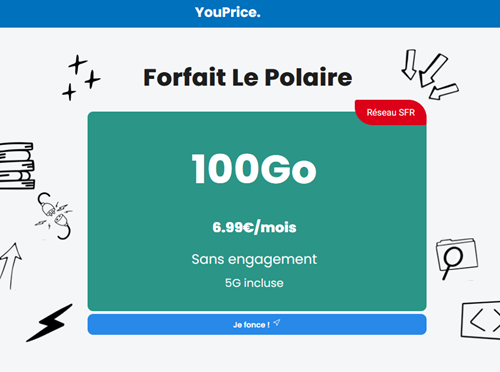 Youprice forfait 5G Le Polaire 100Go SFR