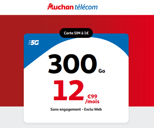 Auchan Telecom forfait 5G 300Go