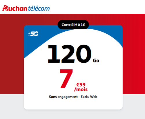 Auchan forfait 5G 120Go 8€