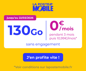 La Poste Mobile forfait 130Go 0€ 3 mois