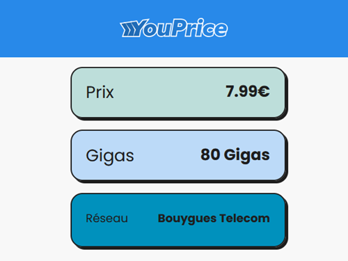 Youprice Bouygues forfait 80Go