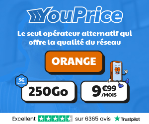 Youprice Orange forfait 5G 250Go 10€