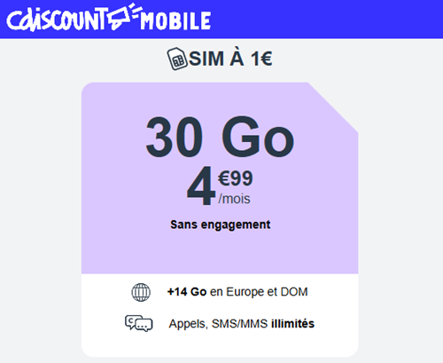 CDiscount forfait 30Go 5euros