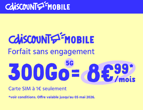 Forfait 300Go CDiscount Mobile 9€ par mois