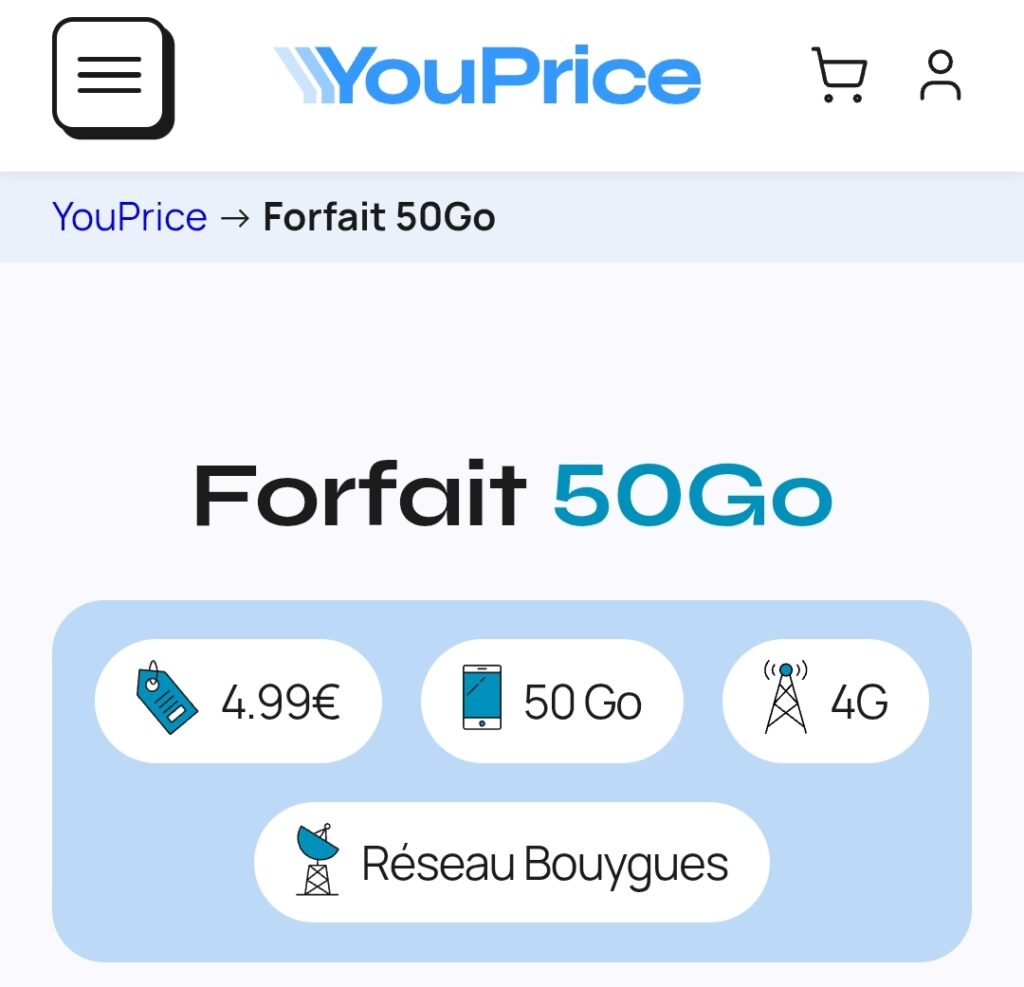 mini forfait Youprice Bouygues 50Go